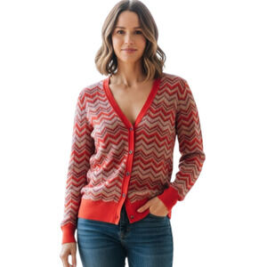 LOFT Ann Taylor Women's L Preppy Cardigan Sweater Wool Blend Button Up 38"